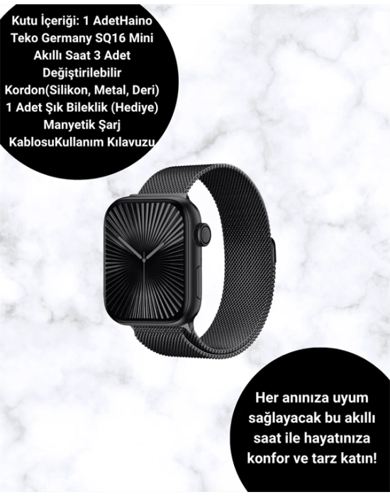SQ-16 Mini Series 10 – Dokunmatik Akıllı Saat | Kalp Ritmi, SpO2, Uyku Takibi