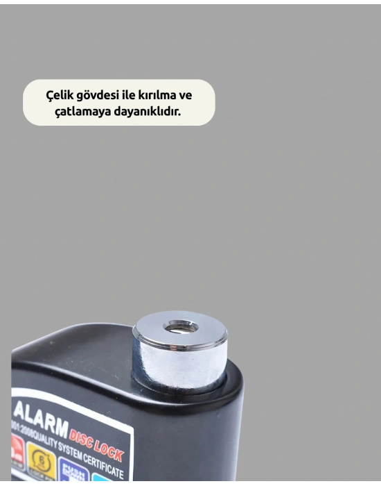Suya Dayanıklı 110dB Alarmlı Çelik Disk Kilidi