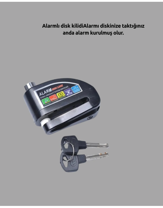 Suya Dayanıklı 110dB Alarmlı Çelik Disk Kilidi
