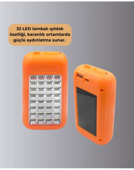 Suya Dayanıklı Güneş Paneli Destekli Powerbank ve Işıldak