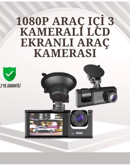 TA-01 1080P Ön 720P Arka ve İç Kamera Sistemli DVR