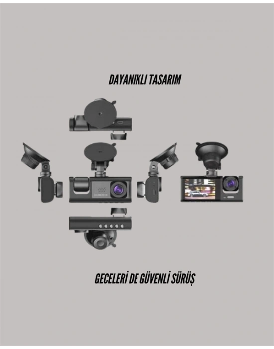 TA-01 1080P Ön 720P Arka ve İç Kamera Sistemli DVR
