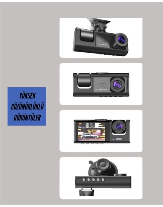 TA-01 1080P Ön 720P Arka ve İç Kamera Sistemli DVR