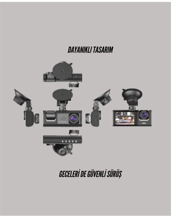 TA-01 G-Sensörlü 3lü Kayıtlı Araç Kamerası