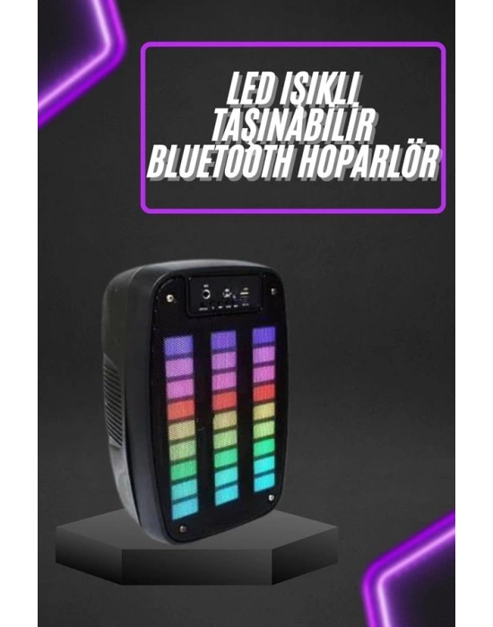 Taşınabilir 6.5 inç LED Bluetooth Kareoke Hoparlör RGB Işıklı Radyolu