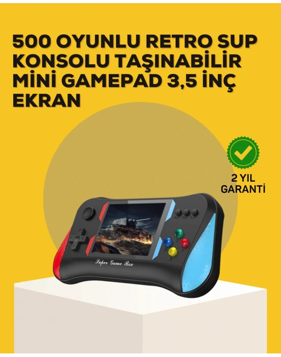 Taşınabilir El Konsolu 500 Oyunlu – Geniş Ekran ve Uzun Pil Ömrü