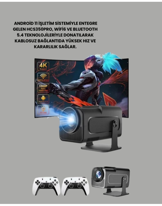 Taşınabilir Full HD Projektör - 1 GB RAM, 8 GB Hafıza