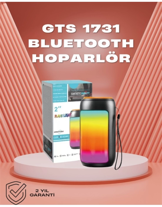Taşınabilir GTS 1731 Bluetooth Hoparlör – USB/TF Kart Girişli, FM Radyolu