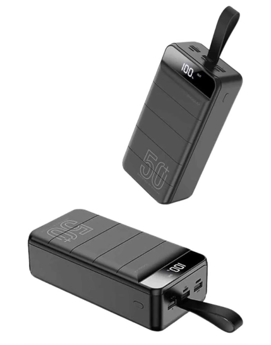 Taşınabilir Powerbank 50.000 mAh 4 Girişli Hızlı Şarj Led Göstergeli Fenerli Şarj