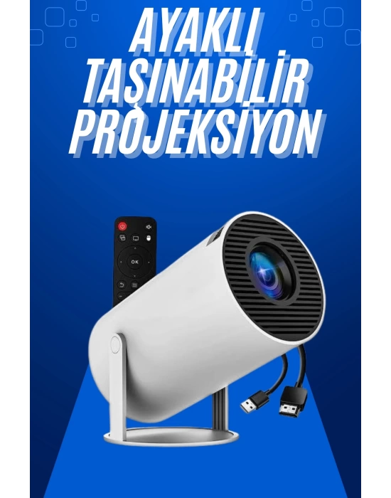 Taşınabilir Projeksiyon Ayaklı Projektör Android Uyumlu HDMI Girişli