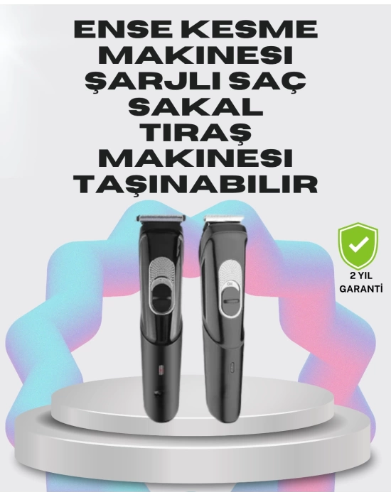 Taşınabilir Şarjlı Saç Sakal Tıraş Makinesi – 3 Taraklı, Sessiz ve Ergonomik