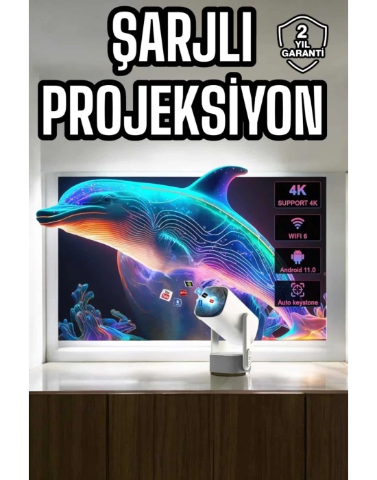 Taşınabilir Sinema Oyun Projektörü Akıllı Projeksiyon Android 11