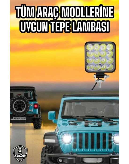 Tepe Lambası Çalışma Lambası Sis Lambası 16 Led Beyaz Led Işık