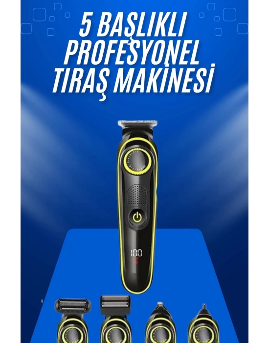 Tıraş Makinesi Şarjlı 5 Başlıklı Burun ve Kulak Temizleme