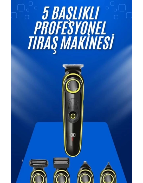 Tıraş Makinesi Şarjlı 5 Başlıklı Burun ve Kulak Temizleme