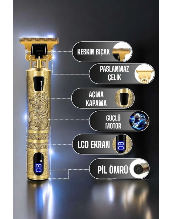 Tıraş Makinesi Şarjlı Profesyonel Saç Kesme Makinesi Gold Çizik Tıraş