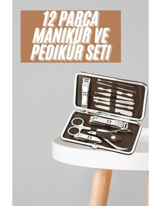 Tırnak Bakım Seti Tırnak Düzeltme Batık 12 Parça Çanta Tipi Manikür Pedikür