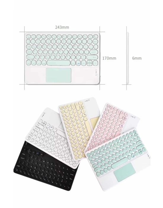 Touchpad Tüm Cihazlara Uyumlu Bluetooth Klavye Touchpad Slim Kablosuz Wifi Q Klavye