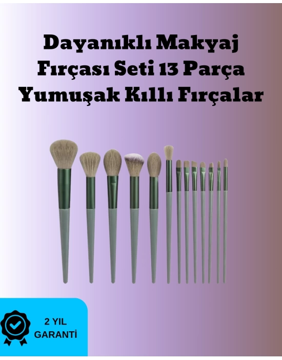 Toz ve Krem Ürünler İçin Güçlü Tutucu Yumuşak Kıllı Makyaj Fırça Takımı 13 Parça