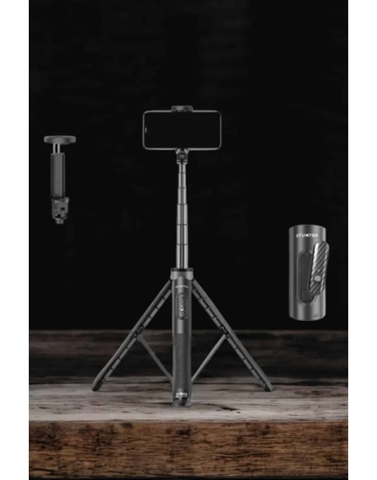 Tripod Kablosuz Bluetooth Bağlantılı Selfie Çubuğu 360 Derece Dönebilen