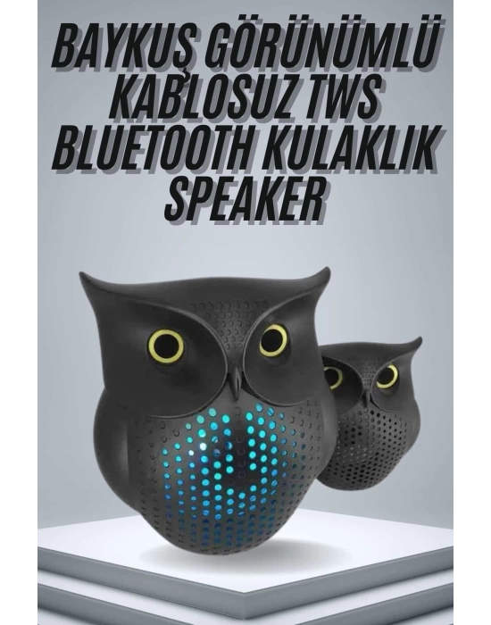 TWS Bluetooth Hoparlör Baykuş Tasarımlı Taşınabilir RGB Işıklı Uzun Pil Ömrü