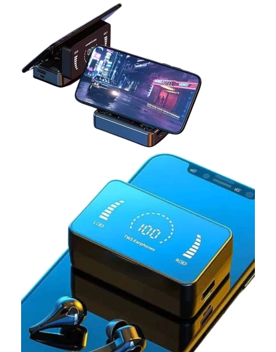 TWS Bluetooth Kulaklık Aynalı Kulaklık Dijital Göstergeli Dokunmatik Kontrol