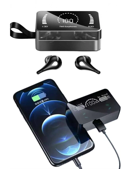 TWS Bluetooth Kulaklık Kablosuz Uzun Pil Ömrü Dijital Göstergeli Powerbank