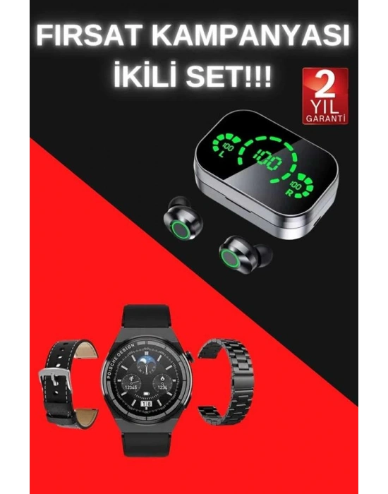 TWS Bluetooth Kulaklık ve Akıllı Saat Uyku Takibi Nabız Ölçer Uzun Pil Ömrü
