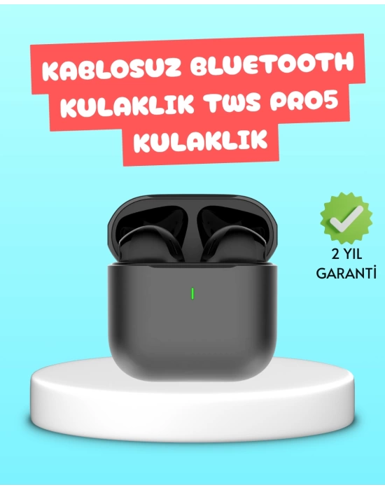 TWS Pro 5 Bluetooth Kulaklık – Kablosuz ve Şarj Kutulu Tasarım