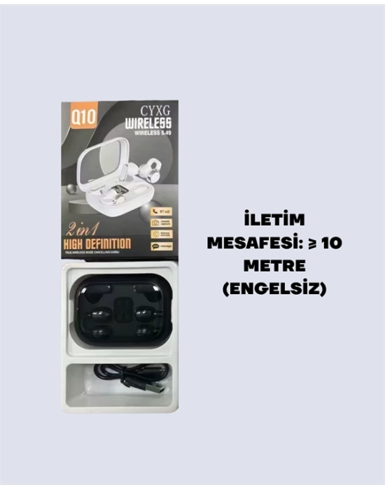 TWS Q10 Kablosuz Kulaklık – Şarj Kutulu, Yüksek Ses Kalitesi, Bluetooth 5.4