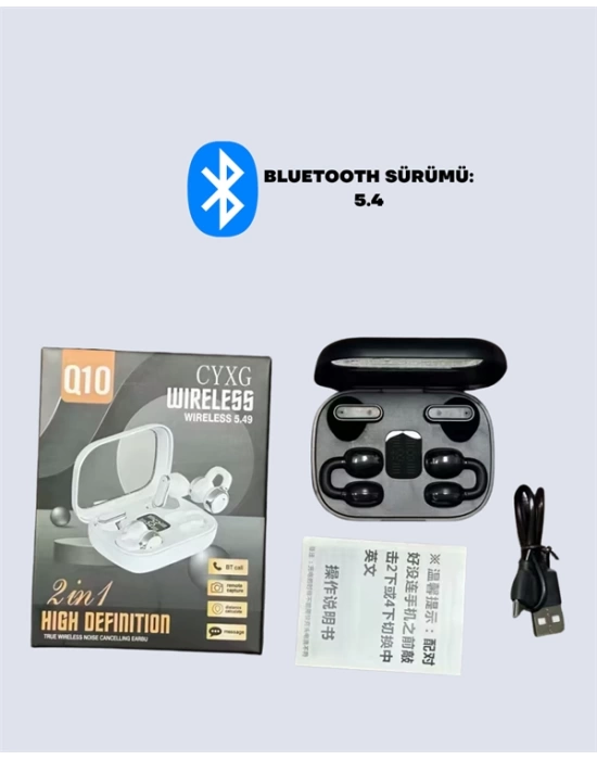 TWS Q10 Kablosuz Kulaklık – Şarj Kutulu, Yüksek Ses Kalitesi, Bluetooth 5.4