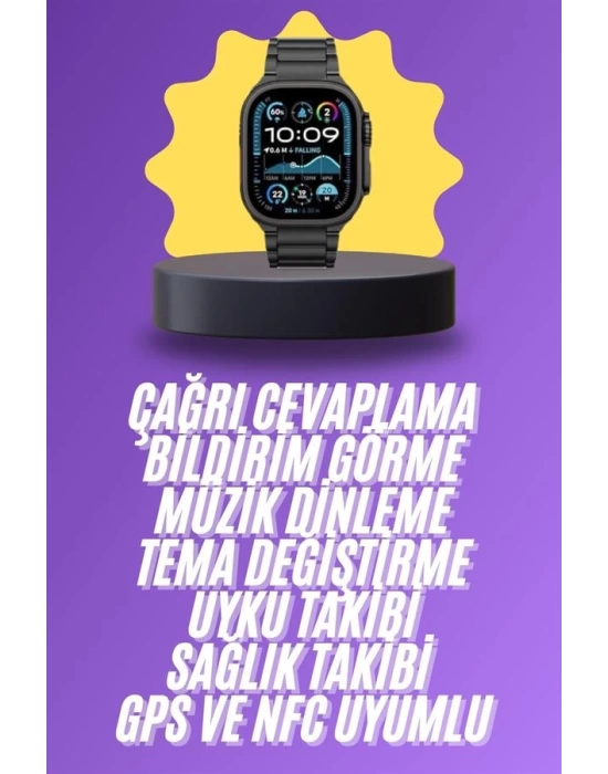 Ultra 3 Kordonlu Amoled Ekran Akıllı Saat Çok Fonksiyonlu Uyku ve Sağlık Takibi
