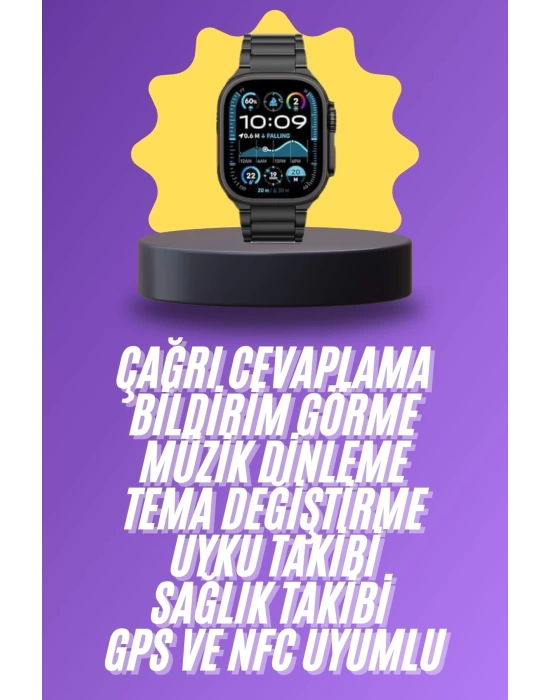 Ultra 3 Kordonlu Amoled Ekran Akıllı Saat Çok Fonksiyonlu Uyku ve Sağlık Takibi