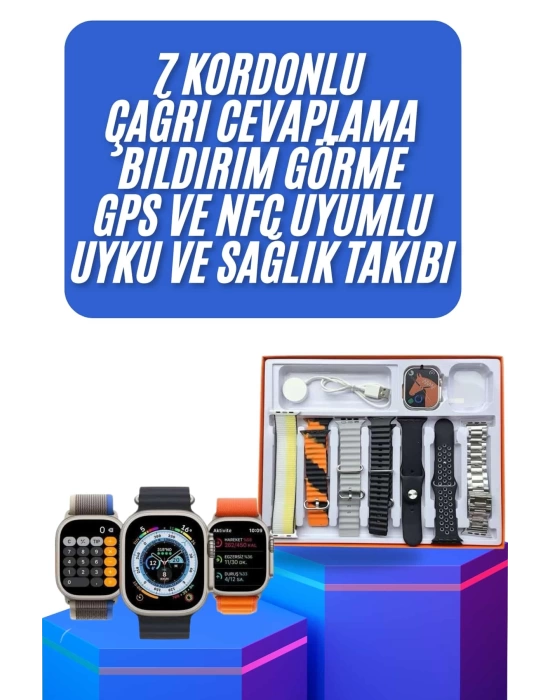 Unısex 7 Kordonlu Çok Fonksiyonlu Nabız Ölçer Uyku ve Sağlık Takibi