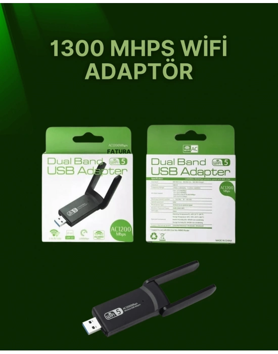 USB 3.0 Wireless Adaptör – 2.4GHz & 5GHz Destekli