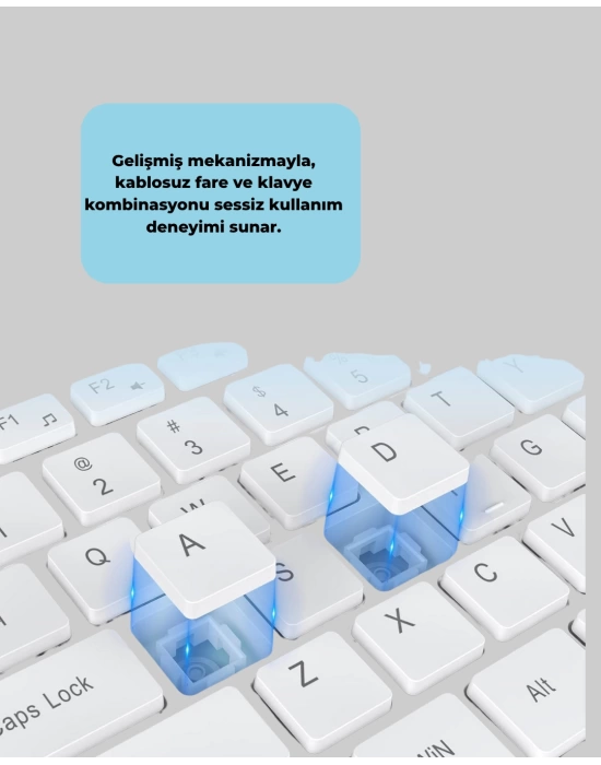 USB Alıcılı Kablosuz Klavye Mouse - Geniş Uyumluluk, Sessiz Tuşlar