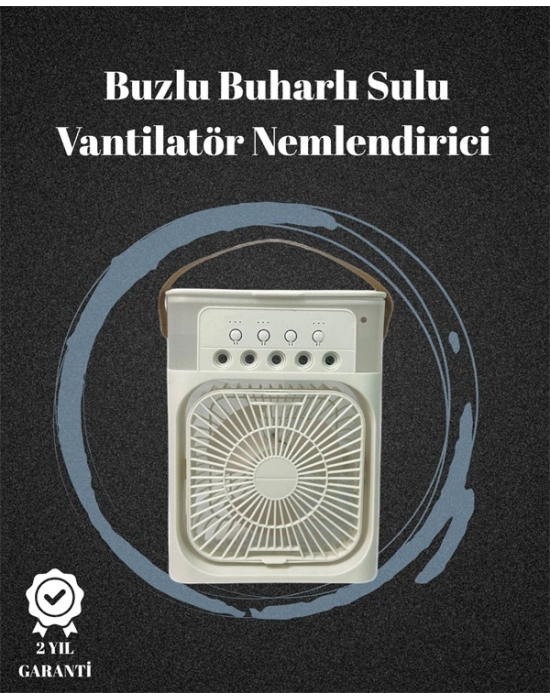 USB Bağlantılı 3ü 1 Arada Nemlendirici Mini Klima Fan | 7 Renk Işıklı