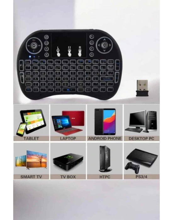 USB Bağlantılı Mini Q Klavye Işıklı Tüm Cihazlara Uyumlu