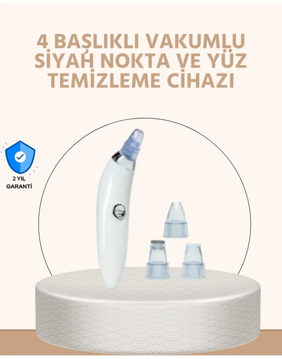 USB Destekli 4 Başlıklı Siyah Nokta Vakum Cihazı – Gözenek Temizleyici ve Cilt Yenileyici Bakım Aleti
