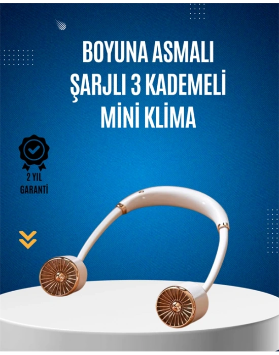 USB Şarjlı Boyun Fanı | Hafif, Katlanabilir, Taşınabilir, Düşük Gürültülü Fan