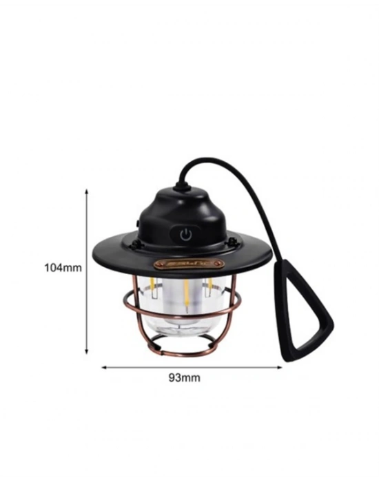 USB Şarjlı Retro LED Kamp Feneri – 4 Işık Modu, Su Geçirmez, Taşınabilir