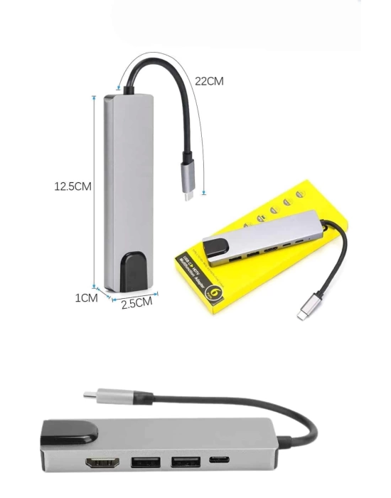 Usb Type-c Hub Dönüştürücü Çevirici Çoklayıcı Macbook Çevirici 8 Portlu