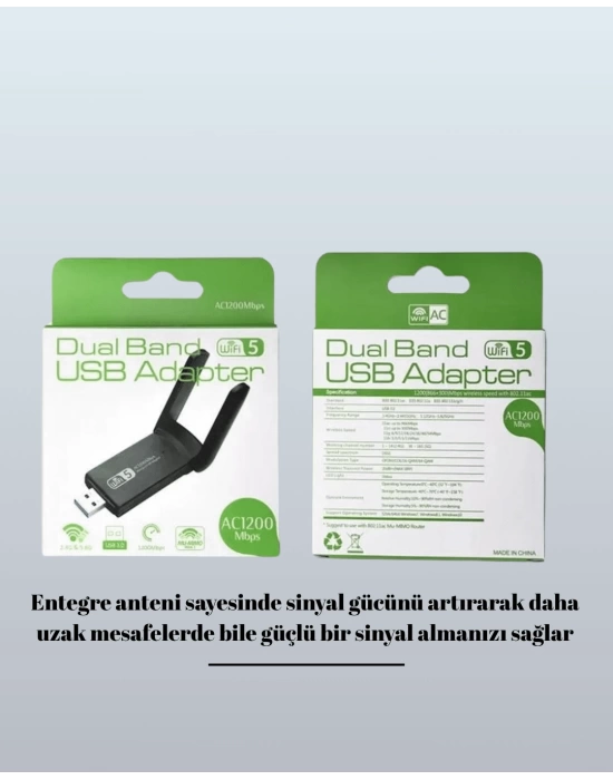 USB WiFi Adaptör – 1200 Mbps Hız
