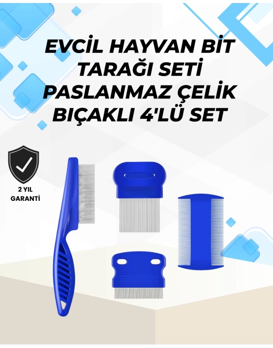 Uzun ve Kısa Tüylü Hayvanlara Özel Bit Tarağı ve Tüy Temizleme Seti