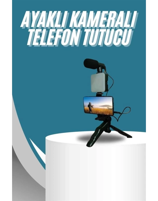 Video Making Kit Telefon Tutucu Vlog Video Mini Led Işıklı