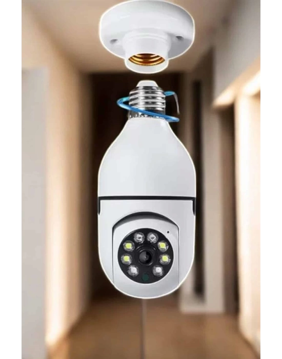 Wifi Kamera Duylu Ampul Görünümlü 360 Derece Dönebilen Ev Kamerası