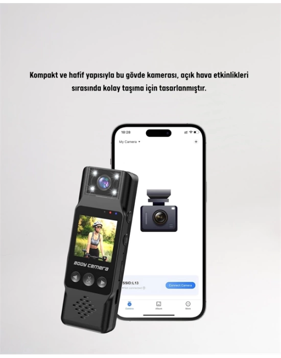 WiFi Özellikli Taşınabilir Kamera – 1.3” TFT Ekran, 3MP Fotoğraf, 128GB Kart Desteği