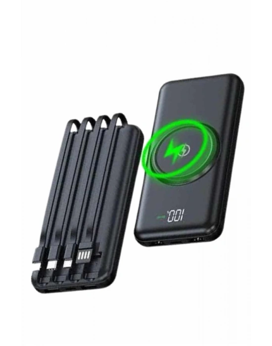 Wireless Powerbank 10000 Mah LED Ekranlı Dahili Kablolu Hızlı Şarj