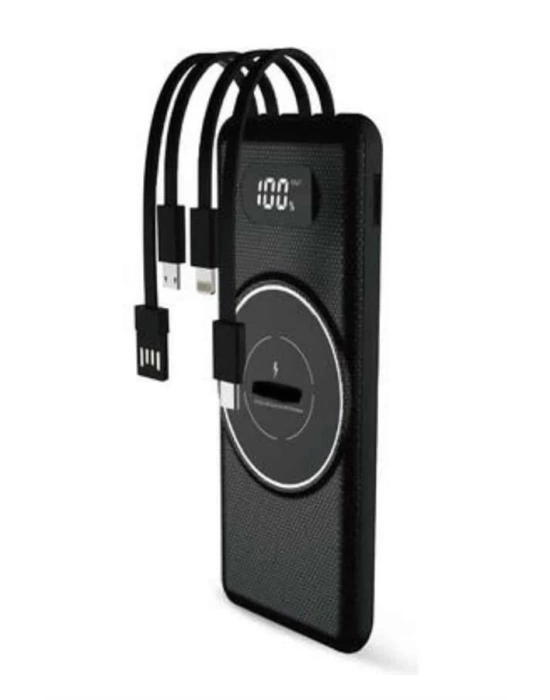 Wireless Powerbank 10000 Mah LED Ekranlı Dahili Kablolu Hızlı Şarj