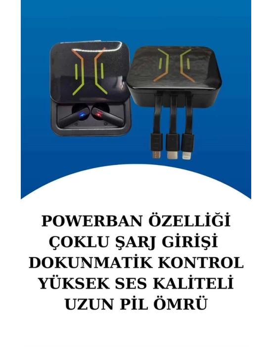 Wireless Şarjlı Akıllı Saat ve Dijital Göstergeli Kablosuz Bluetooth Kulaklık Nabız Ölçer